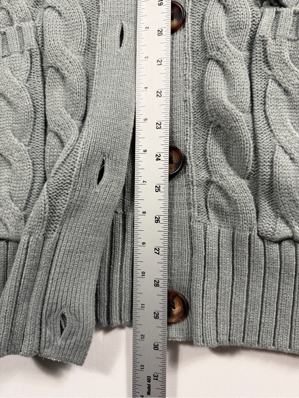 MEROKEETY Gray Cable Knit Grandpa Cardigan Sweater NWT L Pockets Fisherman Knit - Picture 5 of 9